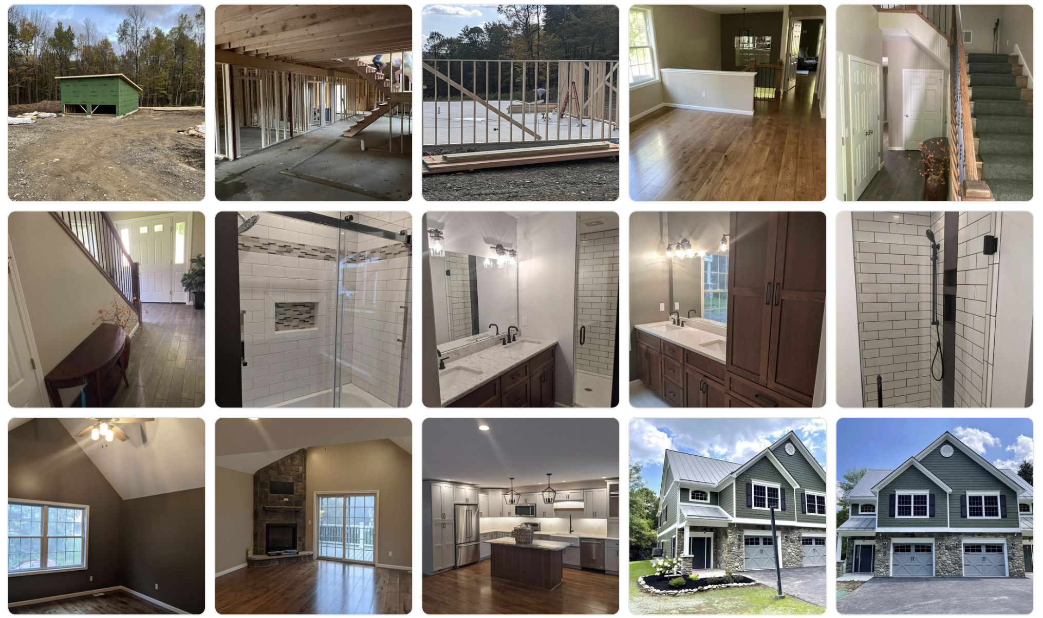 Construction progress — framing, ZIP system sheathing, window installation, and site work